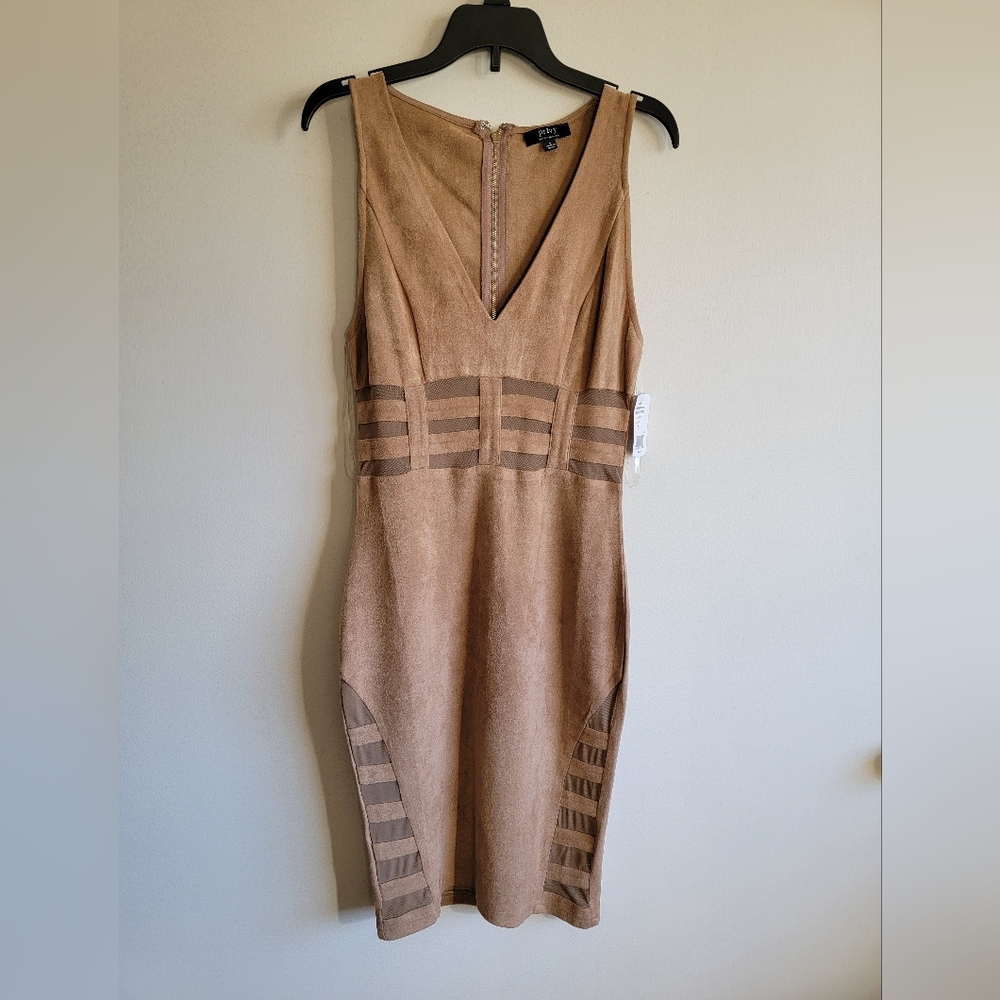 Tan Suede like bodycon dress